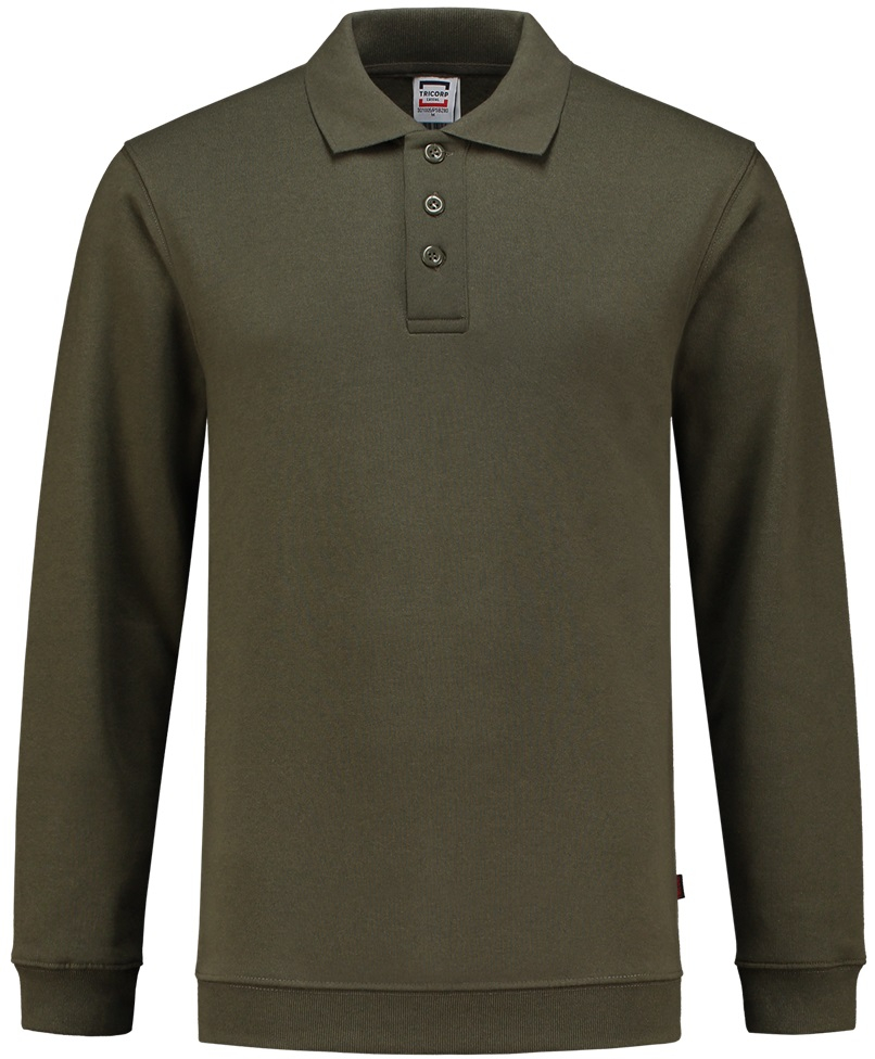TRICORP-Worker-Shirts, Sweatshirt Polokragen und Bund, Basic Fit, Langarm, 280 g/m², army