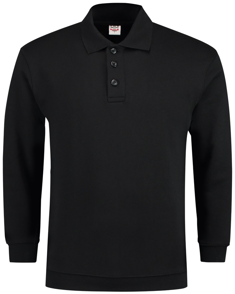 TRICORP-Worker-Shirts, Sweatshirt Polokragen und Bund, Basic Fit, Langarm, 280 g/m², black