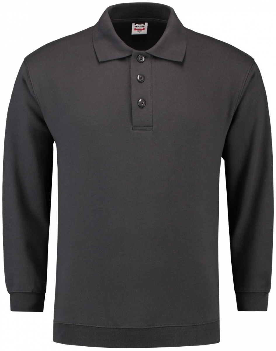 TRICORP-Worker-Shirts, Sweatshirt Polokragen und Bund, Basic Fit, Langarm, 280 g/m, darkgrey