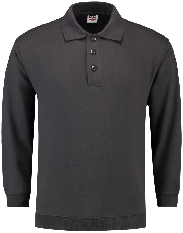 TRICORP-Worker-Shirts, Sweatshirt Polokragen und Bund, Basic Fit, Langarm, 280 g/m², darkgrey