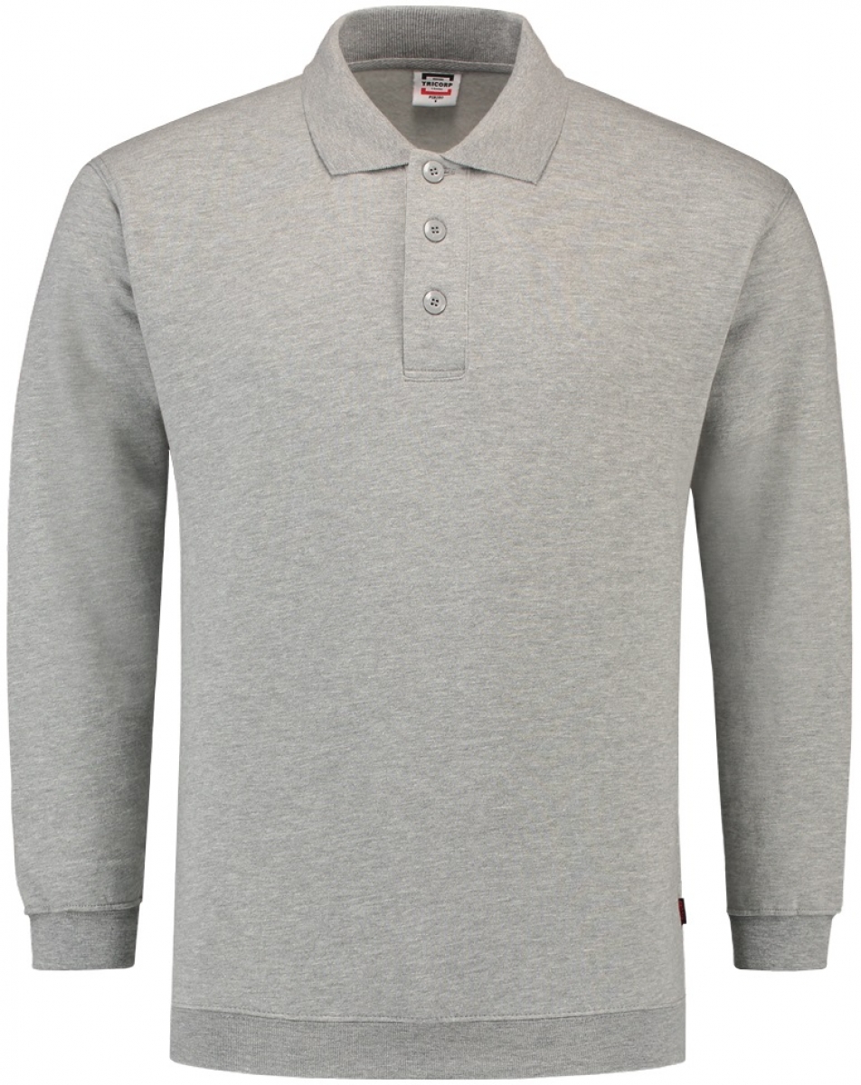 TRICORP-Worker-Shirts, Sweatshirt Polokragen und Bund, Basic Fit, Langarm, 280 g/m, grau meliert