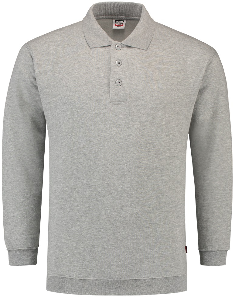 TRICORP-Worker-Shirts, Sweatshirt Polokragen und Bund, Basic Fit, Langarm, 280 g/m², grau meliert