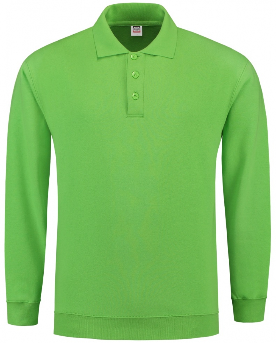 TRICORP-Worker-Shirts, Sweatshirt Polokragen und Bund, Basic Fit, Langarm, 280 g/m, lime
