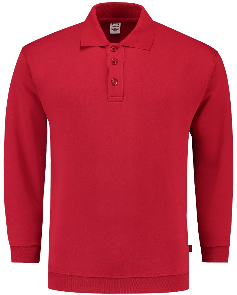 TRICORP-Worker-Shirts, Sweatshirt Polokragen und Bund, Basic Fit, Langarm, 280 g/m², red