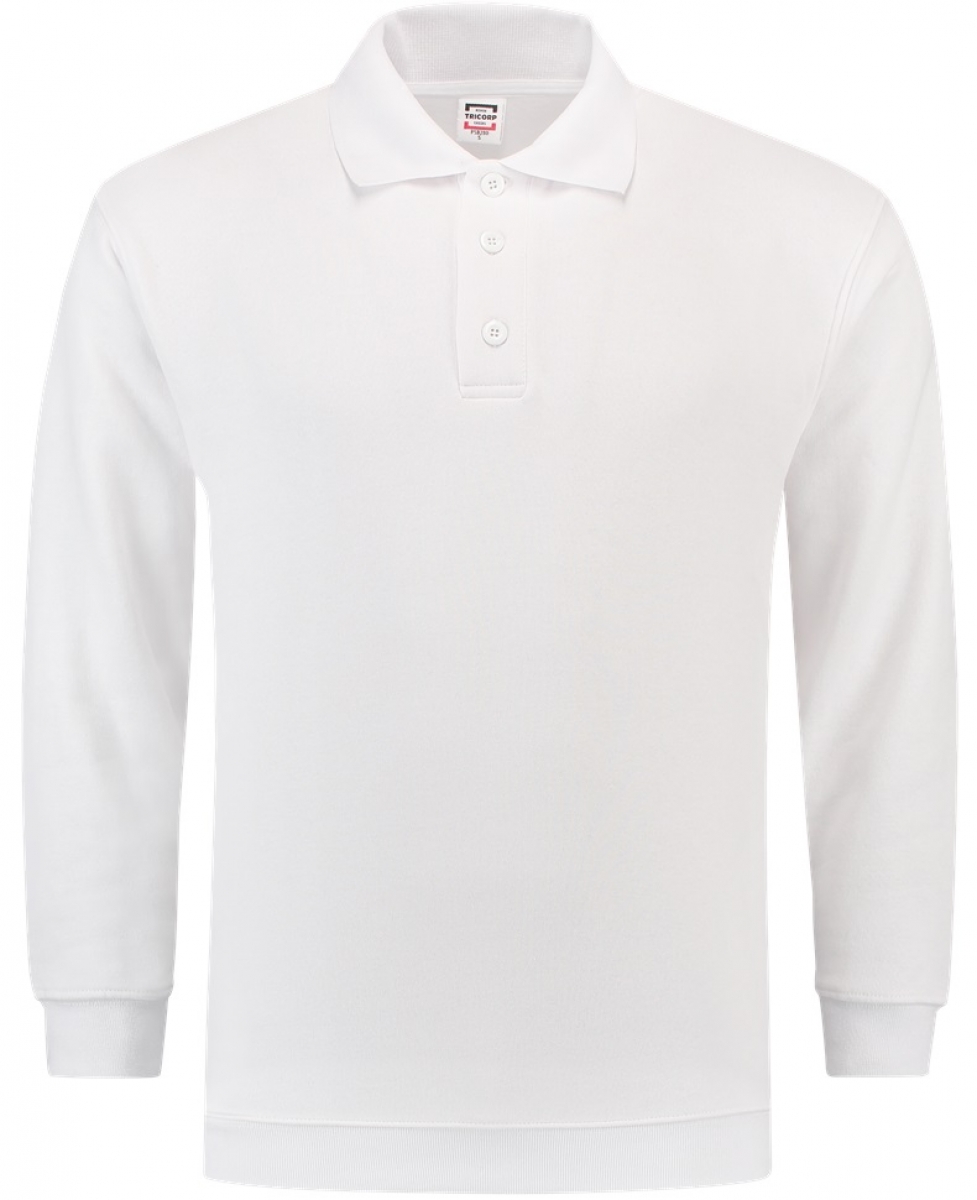 TRICORP-Worker-Shirts, Sweatshirt Polokragen und Bund, Basic Fit, Langarm, 280 g/m, wei
