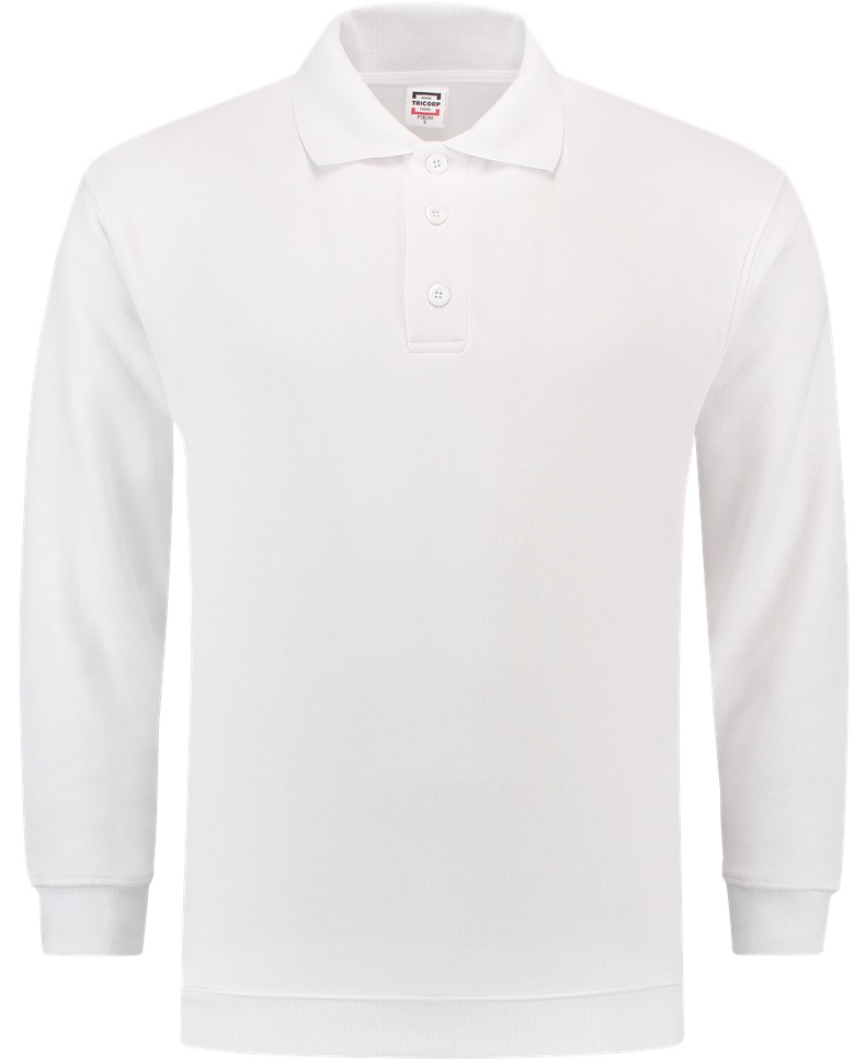 TRICORP-Worker-Shirts, Sweatshirt Polokragen und Bund, Basic Fit, Langarm, 280 g/m², weiß