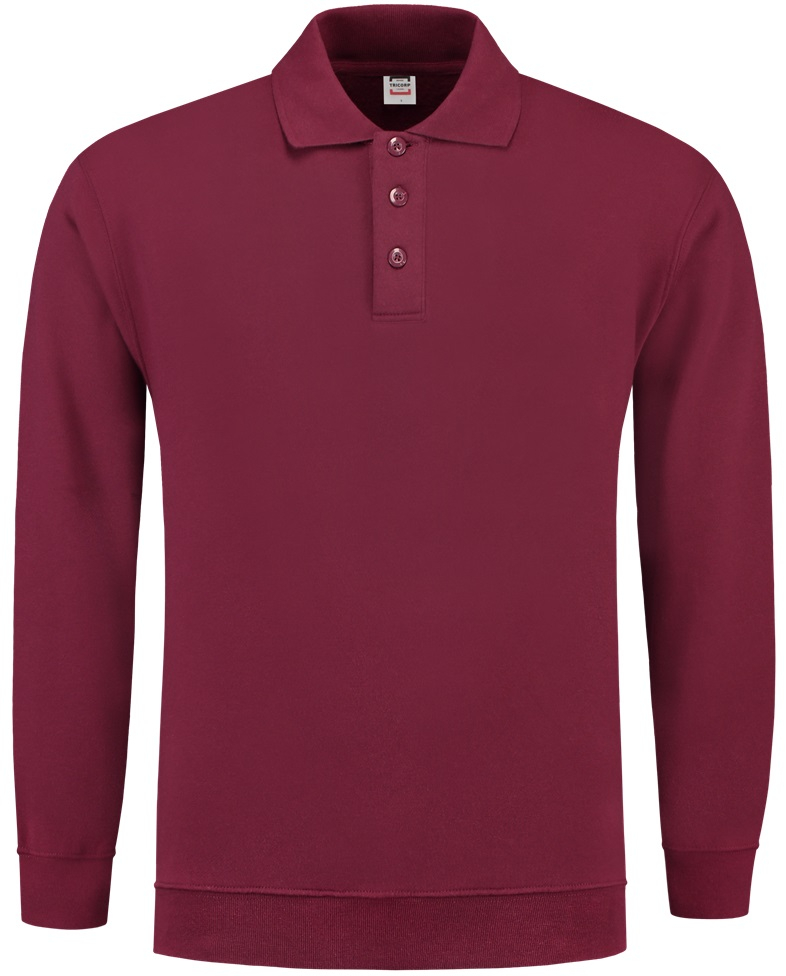 TRICORP-Worker-Shirts, Sweatshirt Polokragen und Bund, Basic Fit, Langarm, 280 g/m², wine