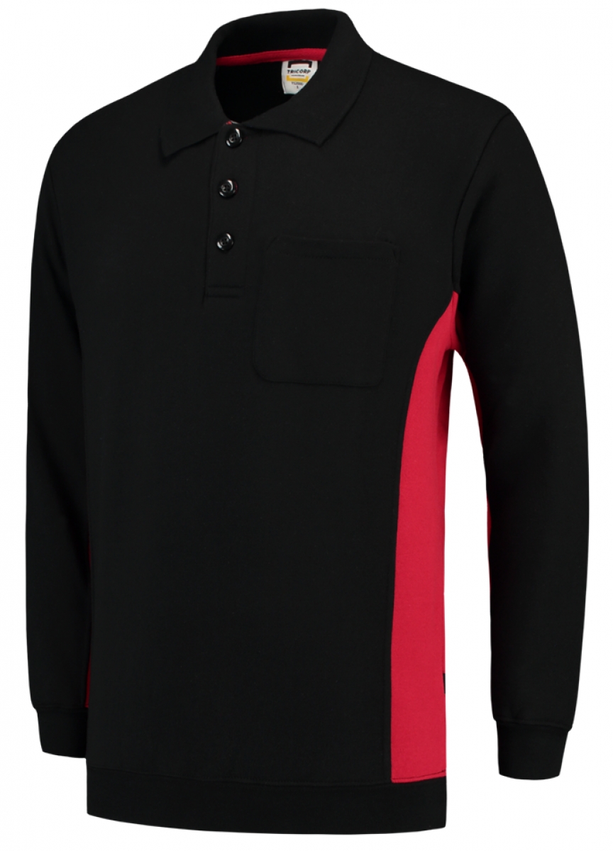 TRICORP-Worker-Shirts, Polosweater, mit Brusttasche, Bicolor, 280 g/m, black-red