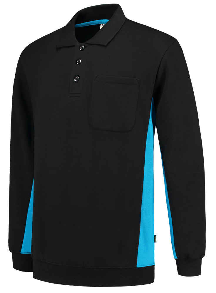 TRICORP-Worker-Shirts, Polosweater, mit Brusttasche, Bicolor, 280 g/m², black-turquoise