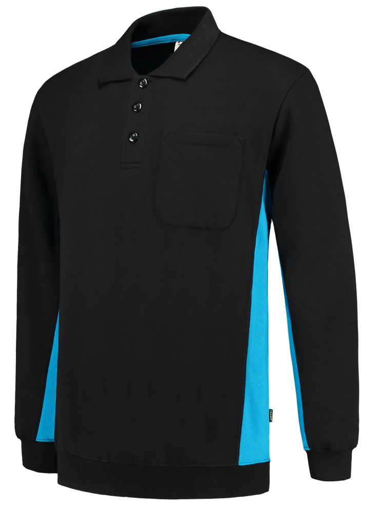 TRICORP-Worker-Shirts, Polosweater, mit Brusttasche, Bicolor, 280 g/m, black-turquoise