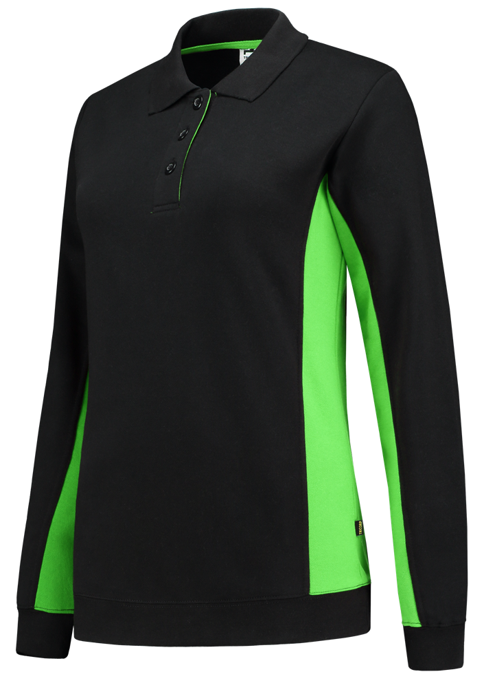 TRICORP-Worker-Shirts, Damen-Sweatshirt mit Polokragen, 280 g/m², black-lime