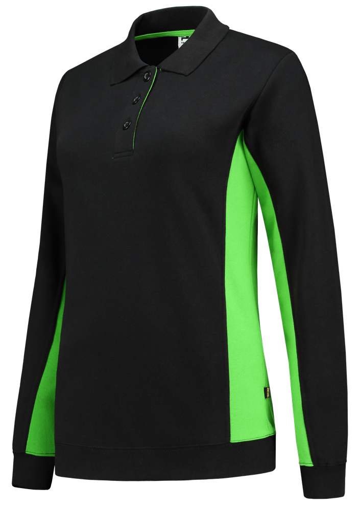 TRICORP-Worker-Shirts, Damen-Sweatshirt mit Polokragen, 280 g/m, black-lime