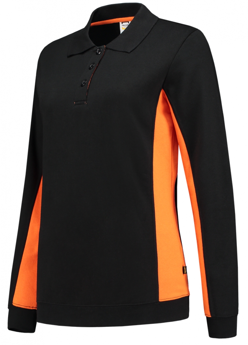 TRICORP-Worker-Shirts, Damen-Sweatshirt mit Polokragen, 280 g/m, black-orange