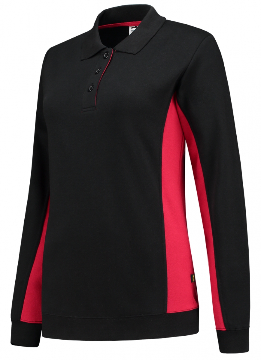 TRICORP-Worker-Shirts, Damen-Sweatshirt mit Polokragen, 280 g/m, black-red