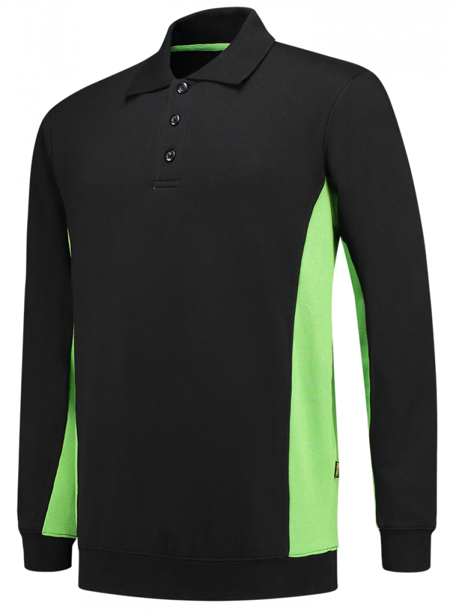 TRICORP-Worker-Shirts, Sweatshirt mit Polokragen, 280 g/m, black-lime