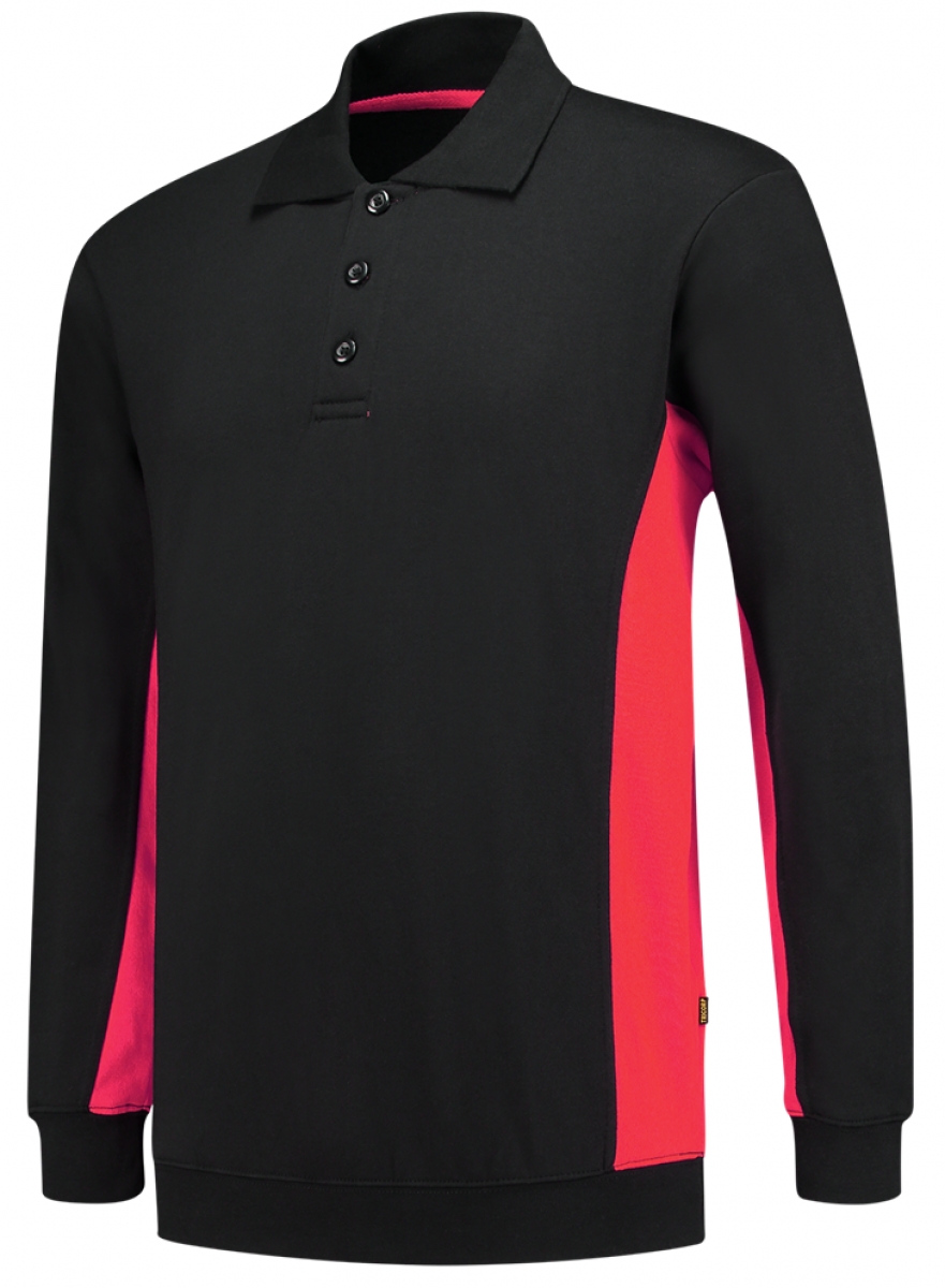 TRICORP-Worker-Shirts, Sweatshirt mit Polokragen, 280 g/m, black-red