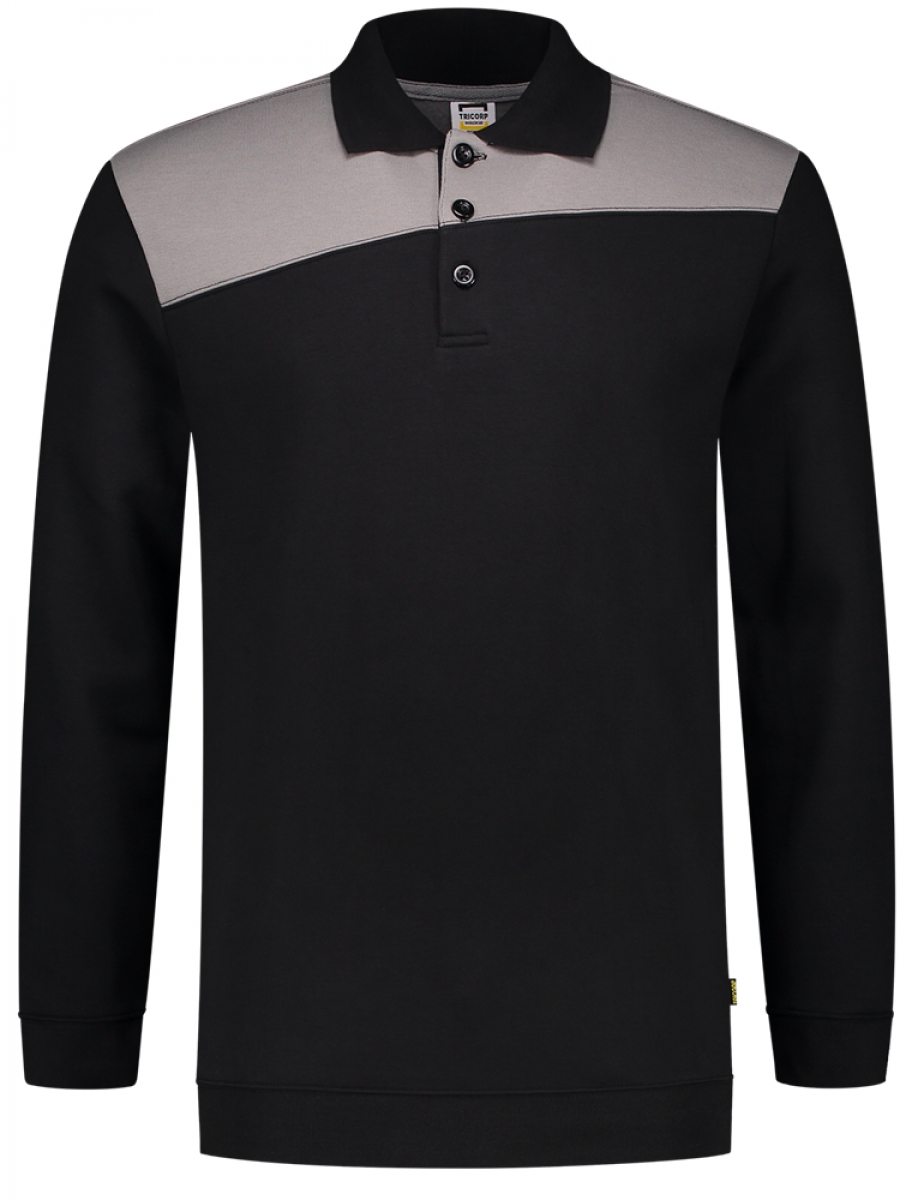 TRICORP-Worker-Shirts, Sweatshirt Polokragen Bicolor, Basic Fit, 280 g/m, black-grey