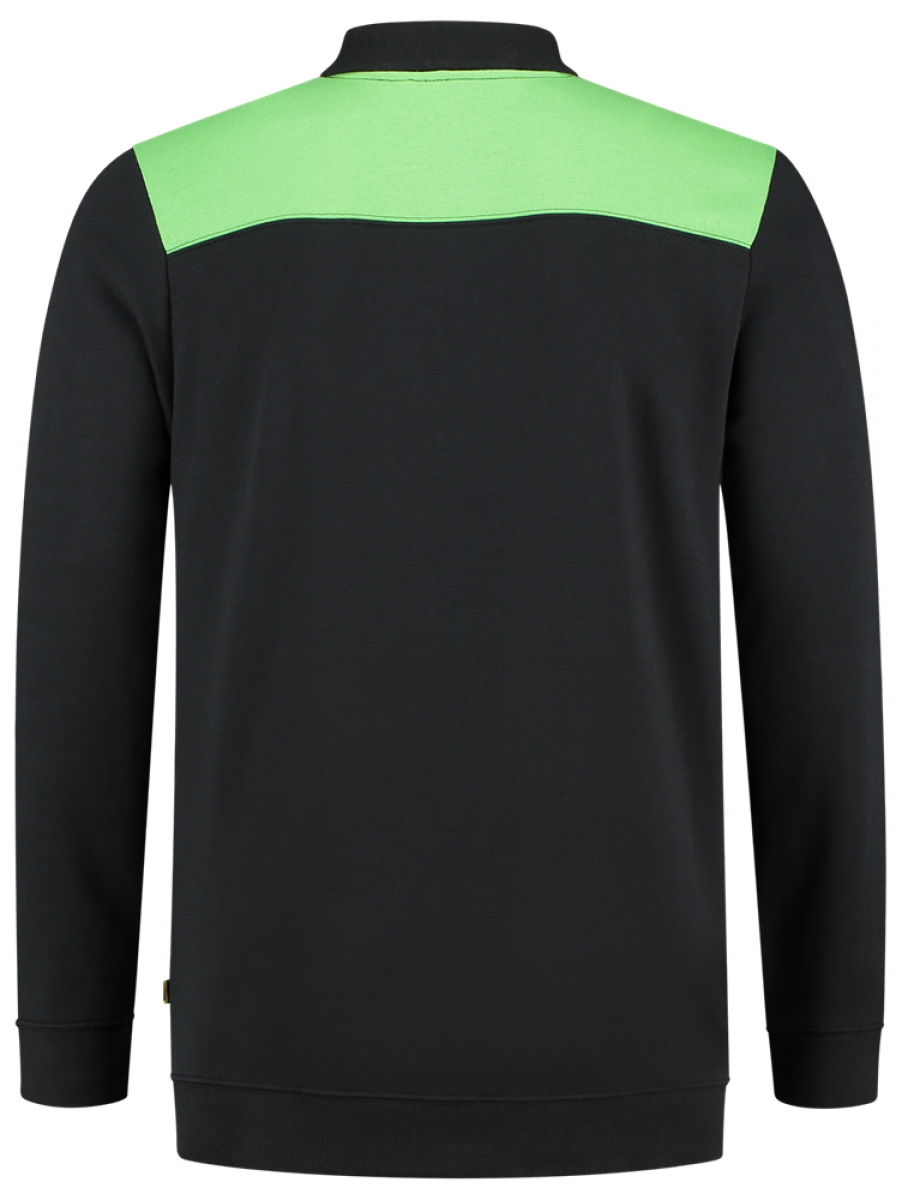 TRICORP-Worker-Shirts, Sweatshirt Polokragen Bicolor, Basic Fit, 280 g/m, black-lime