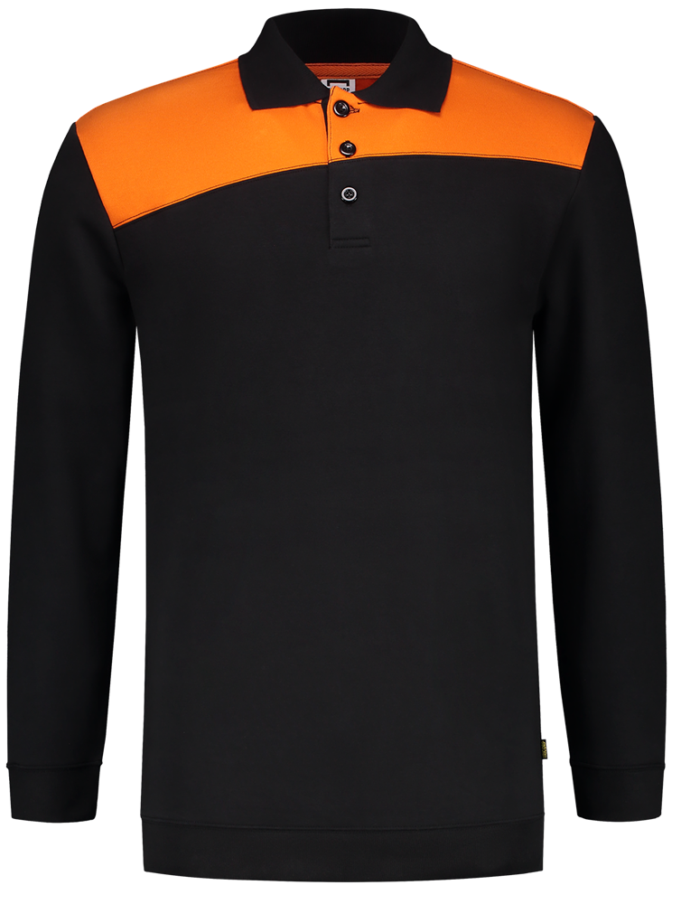 TRICORP-Worker-Shirts, Sweatshirt Polokragen Bicolor, Basic Fit, 280 g/m, black-orange