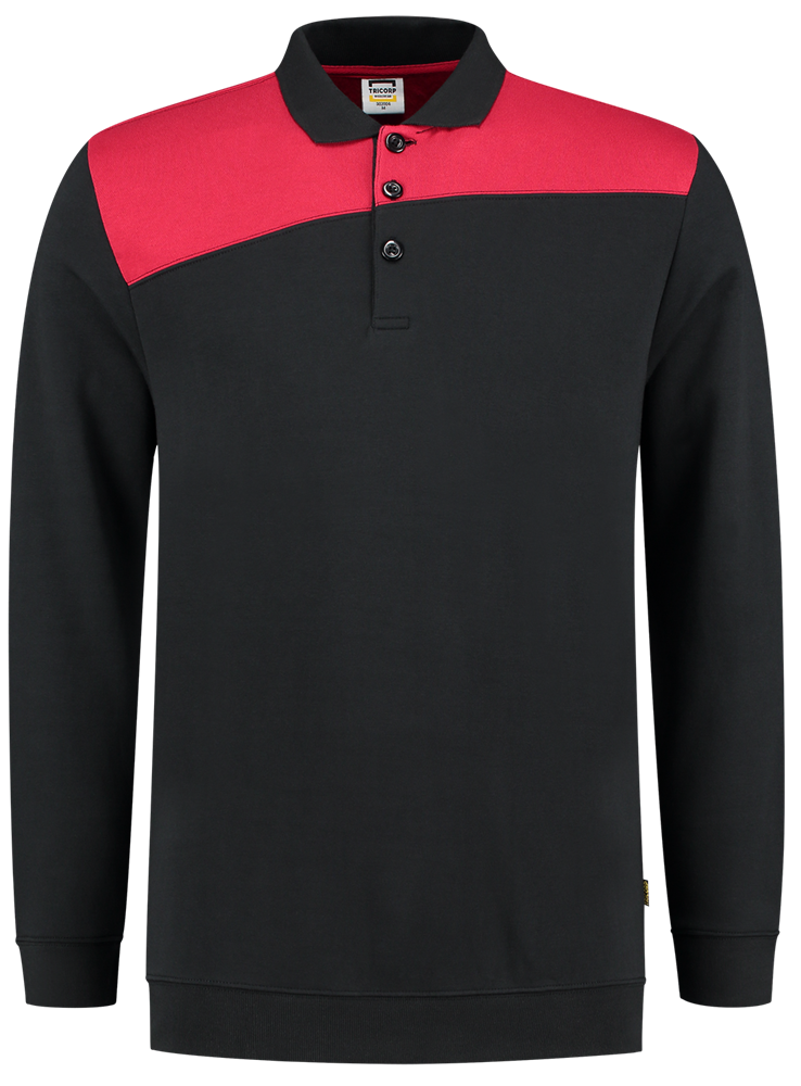 TRICORP-Worker-Shirts, Sweatshirt Polokragen Bicolor, Basic Fit, 280 g/m², black-red