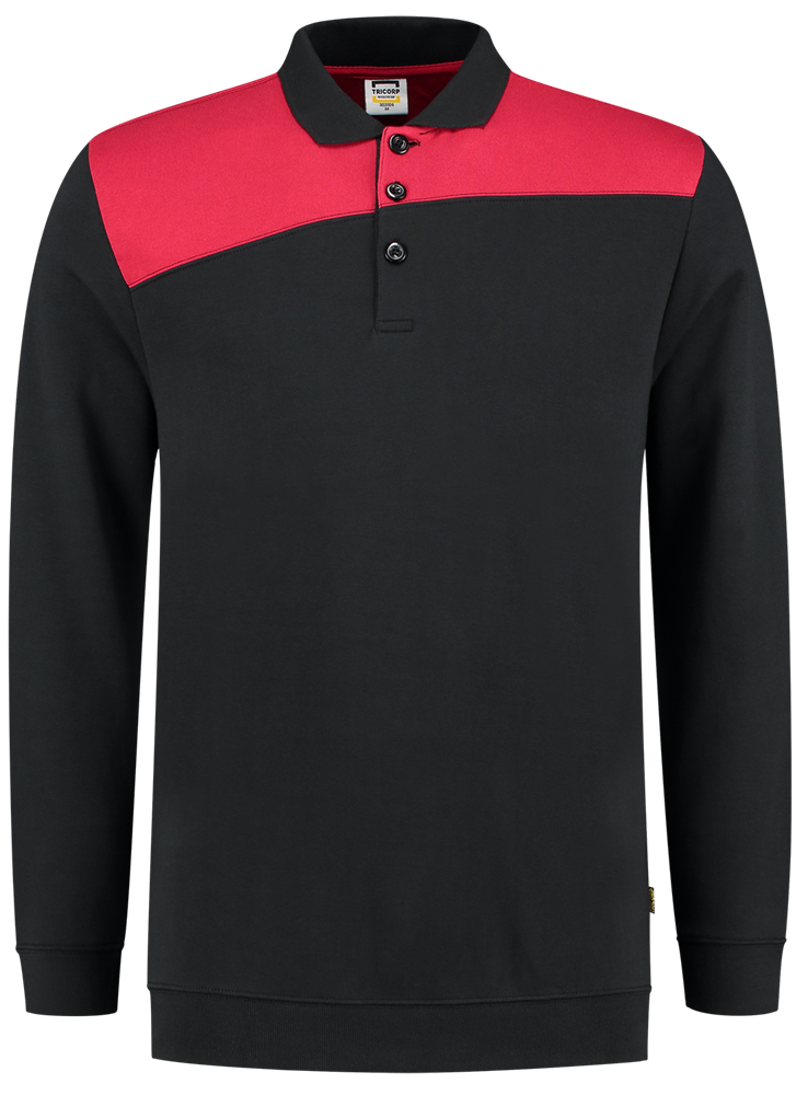 TRICORP-Worker-Shirts, Sweatshirt Polokragen Bicolor, Basic Fit, 280 g/m, black-red