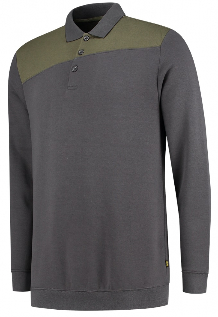 TRICORP-Worker-Shirts, Sweatshirt Polokragen Bicolor, Basic Fit, 280 g/m, darkgrey-army