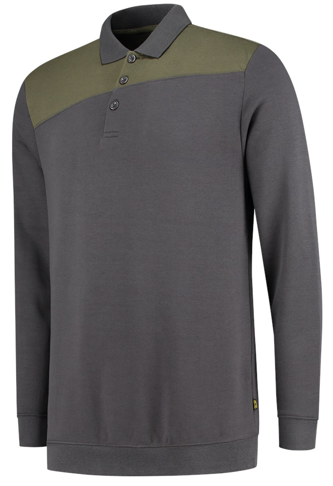 TRICORP-Worker-Shirts, Sweatshirt Polokragen Bicolor, Basic Fit, 280 g/m², darkgrey-army