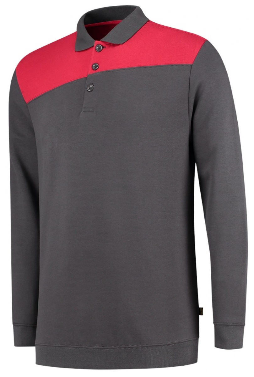 TRICORP-Worker-Shirts, Sweatshirt Polokragen Bicolor, Basic Fit, 280 g/m, darkgrey-red