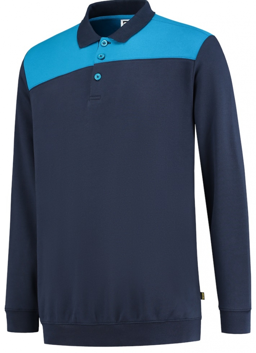 TRICORP-Worker-Shirts, Sweatshirt Polokragen Bicolor, Basic Fit, 280 g/m, ink-turquoise