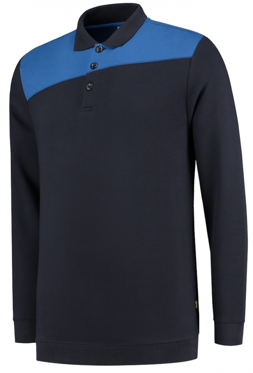 TRICORP-Worker-Shirts, Sweatshirt Polokragen Bicolor, Basic Fit, 280 g/m, navy-royalblue