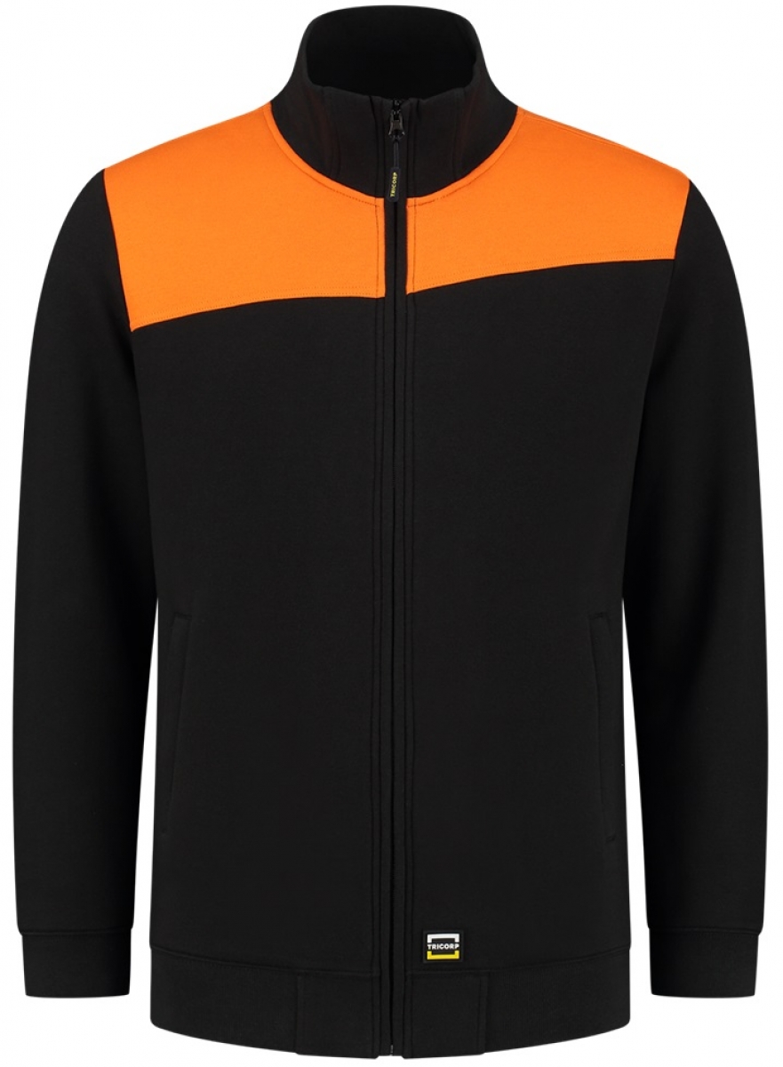 TRICORP-Worker-Shirts, Sweatjacke Bicolor Quernaht, black/orange