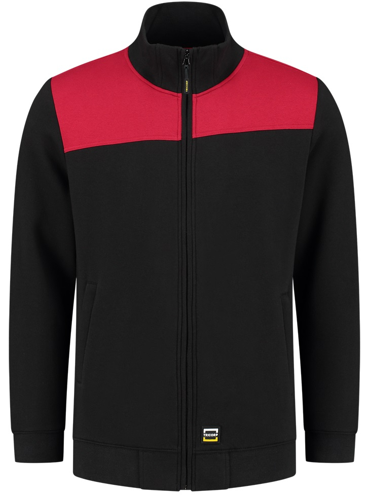 TRICORP-Worker-Shirts, Sweatjacke Bicolor Quernaht, black/red