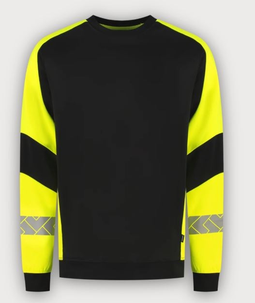 Tricorp Warnschutz Sweatshirt Reflective Redefined, Black-Fluor Yellow