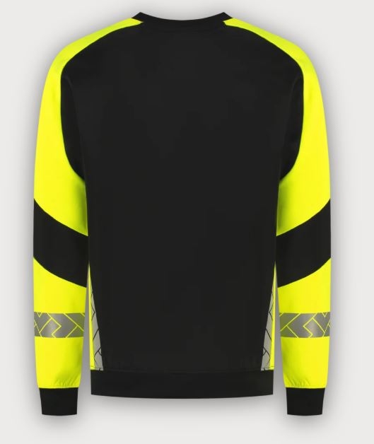 Tricorp Warnschutz Sweatshirt Reflective Redefined, Black-Fluor Yellow