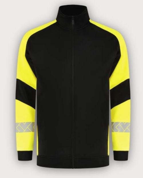 Tricorp Warnschutz Sweatjacke Reflective Redefined, Black-Fluor Yellow