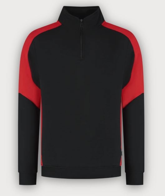 Tricorp 1/4 Zip Sweatshirt Bicolor Redefined, Black-Brightred