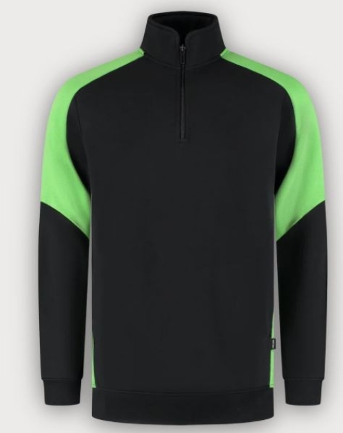 Tricorp 1/4 Zip Sweatshirt Bicolor Redefined, Black-Lime