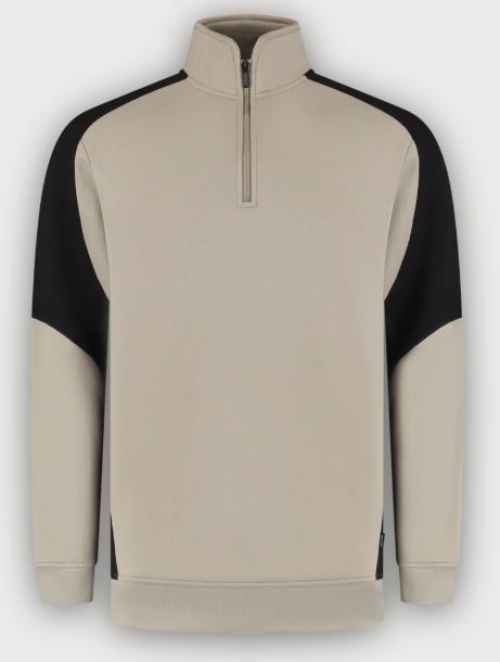 Tricorp 1/4 Zip Sweatshirt Bicolor Redefined, Sand-Black