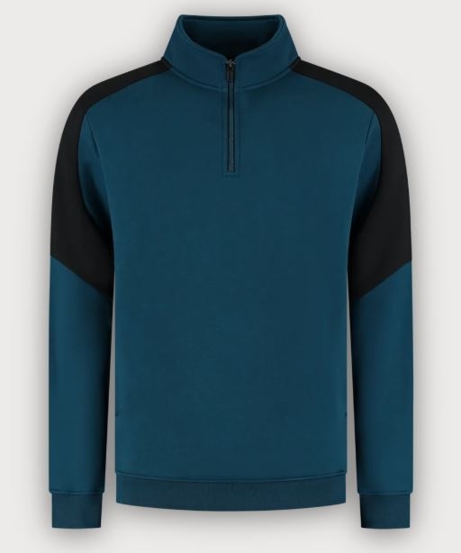 Tricorp 1/4 Zip Sweatshirt Bicolor Redefined, Teal-Black