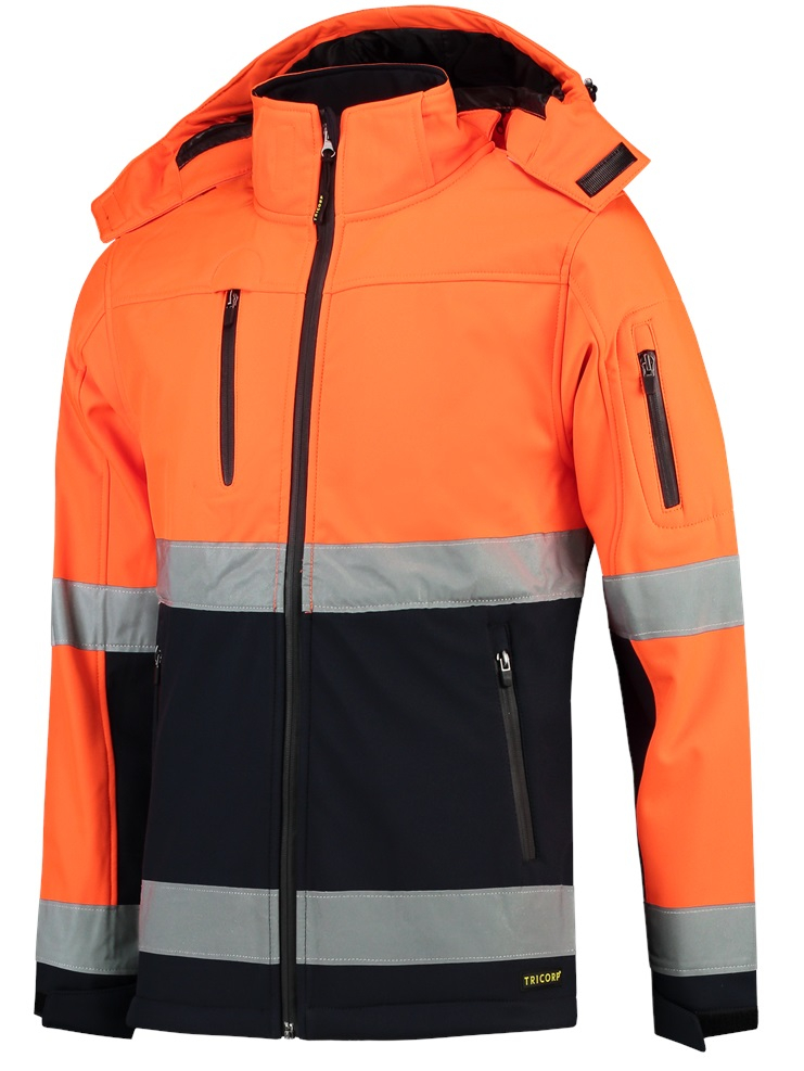 TRICORP-Warnschutz, Softshelljacke EN ISO 20471 Bicolor, Basic Fit, 300 g/m², fluor orange-navy