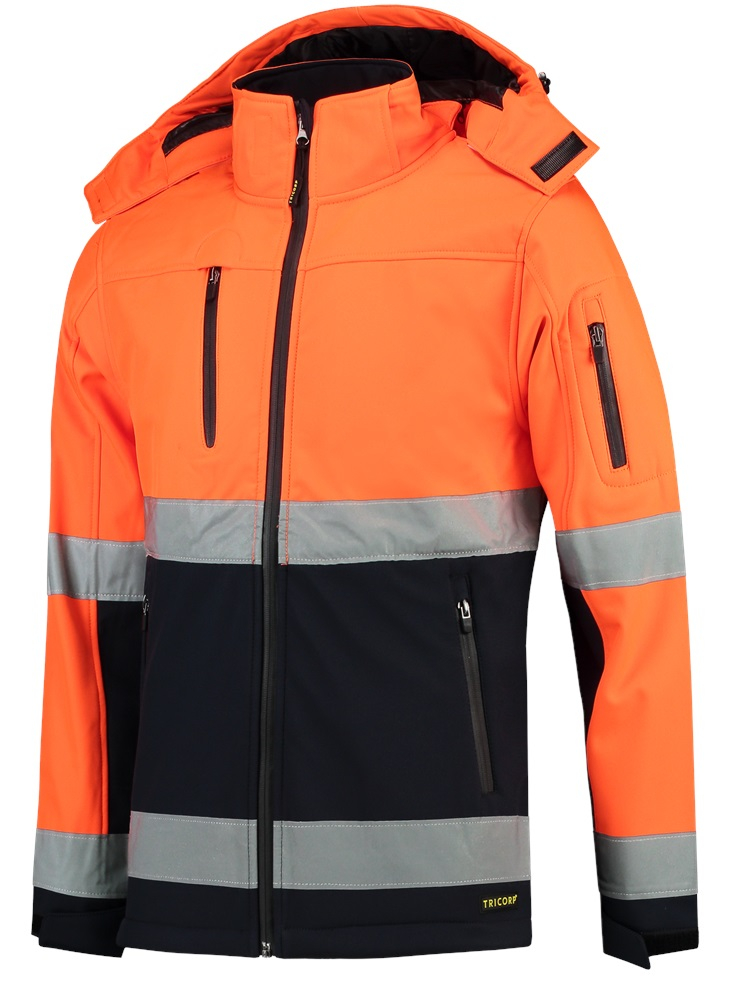 TRICORP-Warnschutz, Softshelljacke EN ISO 20471 Bicolor, Basic Fit, 300 g/m, fluor orange-navy