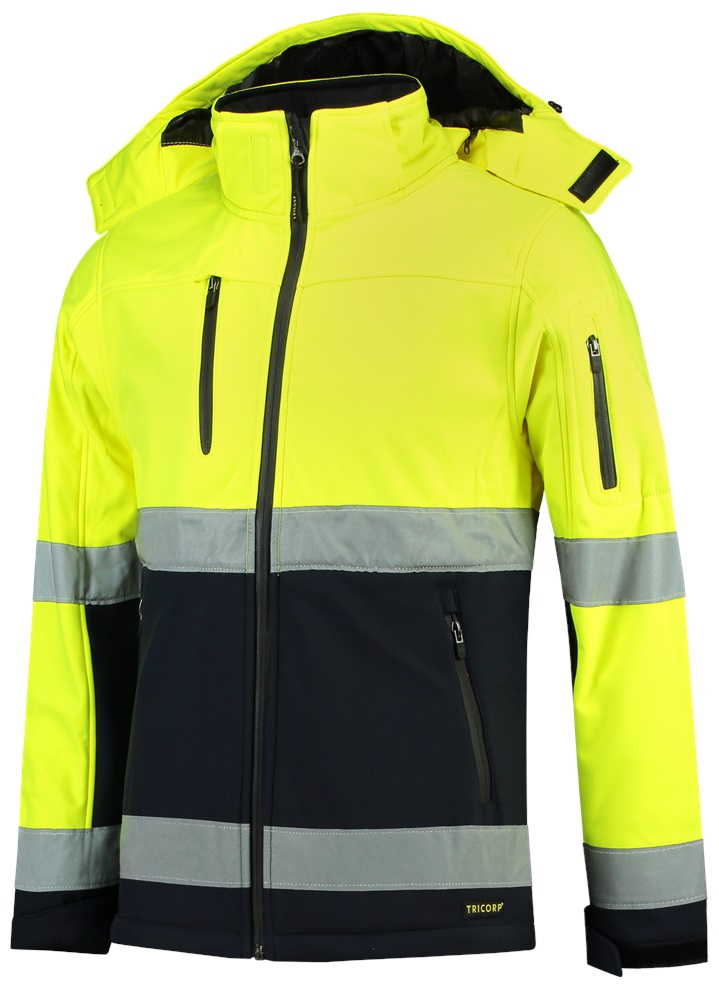 TRICORP-Warnschutz, Softshelljacke EN ISO 20471 Bicolor, Basic Fit, 300 g/m², fluor yellow-navy
