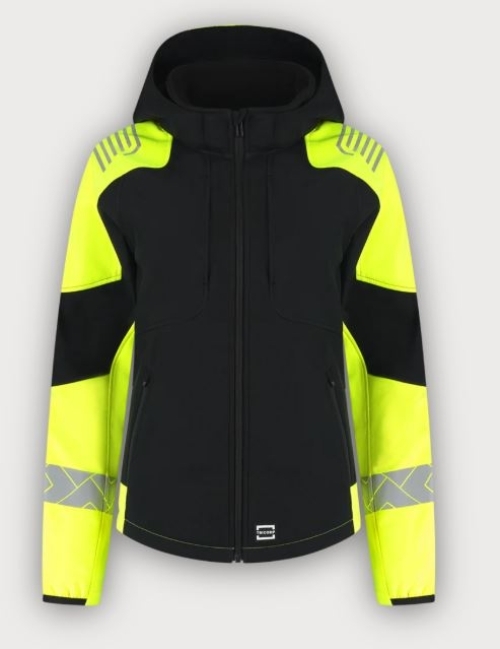 Tricorp Softshelljacke Kapuze Reflective Redefined Damen, Black-Fluor Yellow