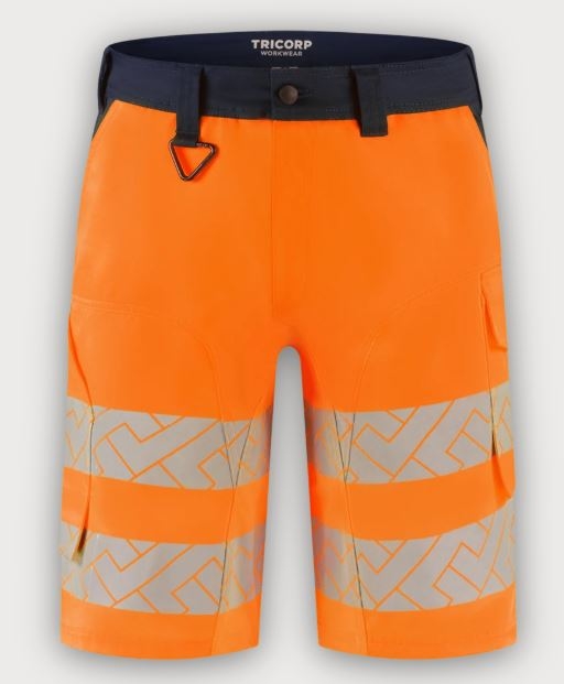 Tricorp Warnschutz Arbeitsshorts Funktionelle Stretch High Vis Redefined, Fluor Orange-Ink