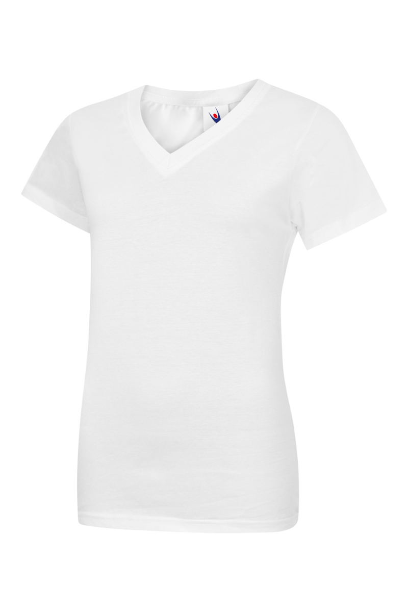 Uneek-Clothing-Ladies Classic V-Neck T-Shirt, weiss