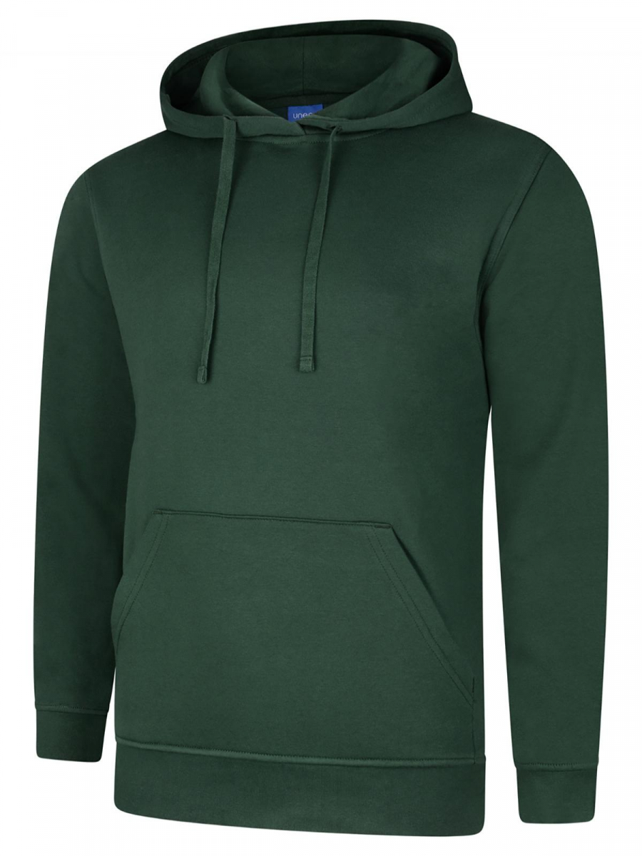 Uneek-Clothing-Deluxe Hooded Sweatshirt, bottle green