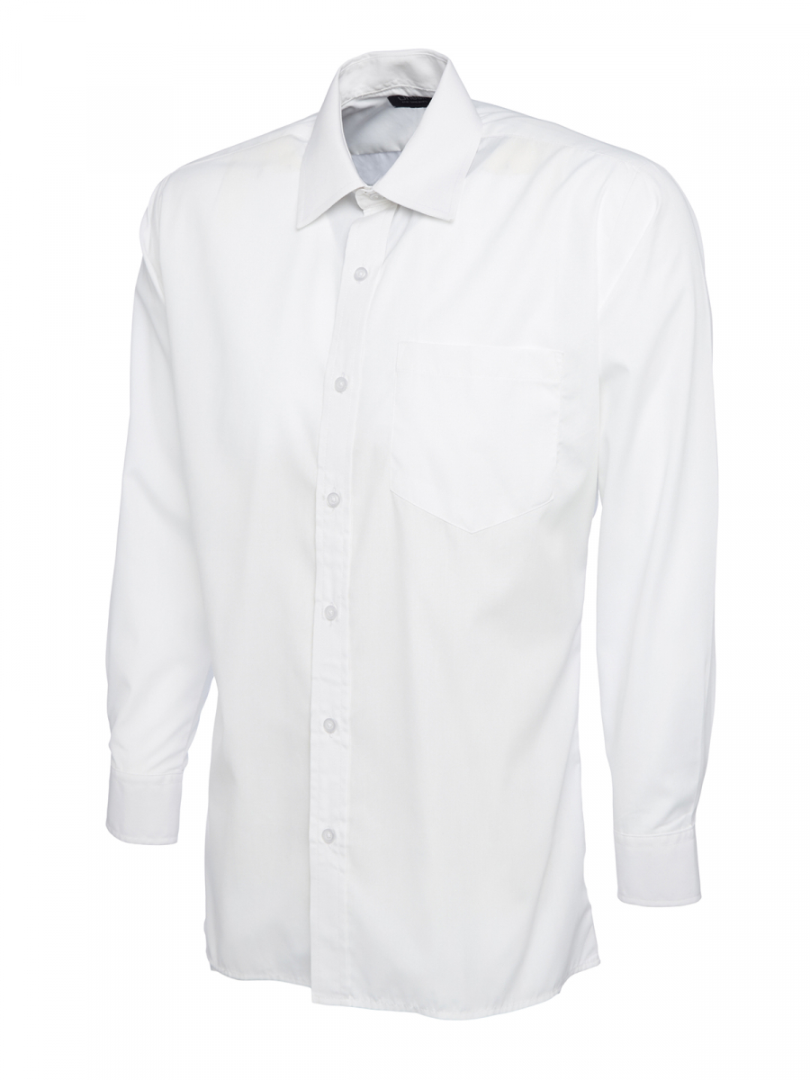 Uneek-Clothing-Mens Poplin Full Sleeve Shirt, weiss