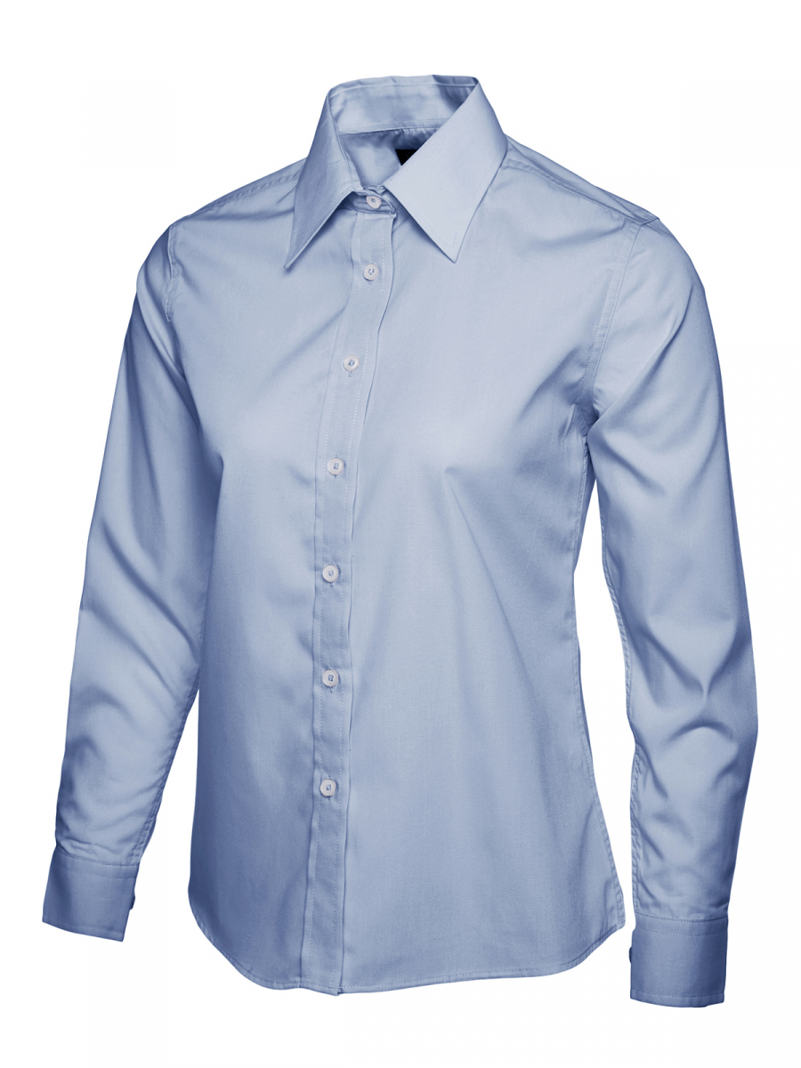 Uneek-Clothing-Ladies Poplin Full Sleeve Shirt, light blue