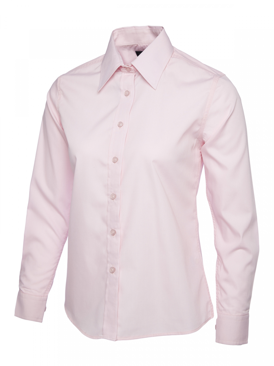 Uneek-Clothing-Ladies Poplin Full Sleeve Shirt, pink