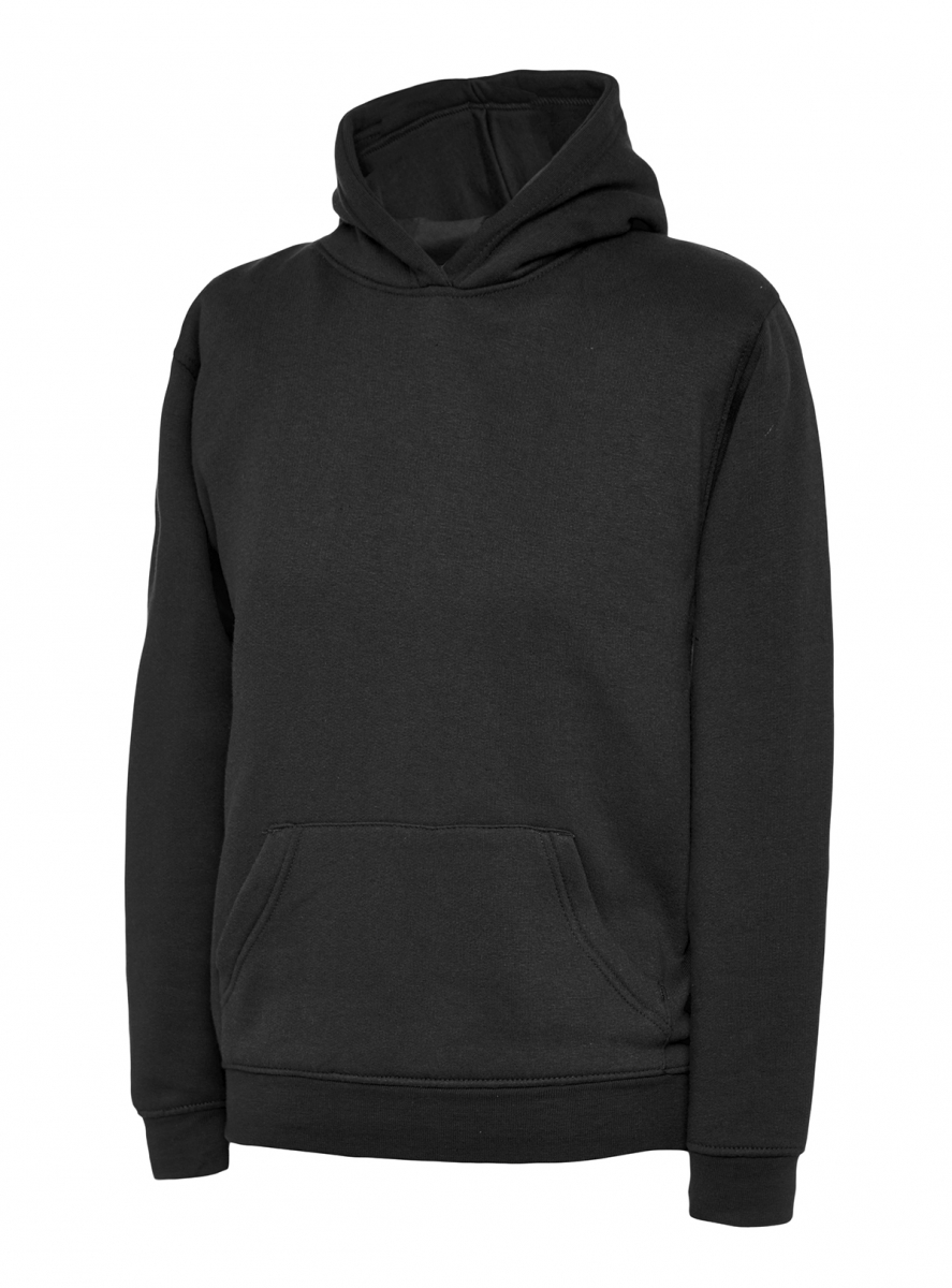 Uneek-Clothing-Kinder Hooded Sweatshirt, schwarz
